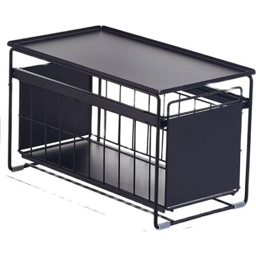 Kitchen Under The Sink Shelfv Installation Free Monolayer Push Pull Drawer Type Seasoning Storage Shelf Organizer