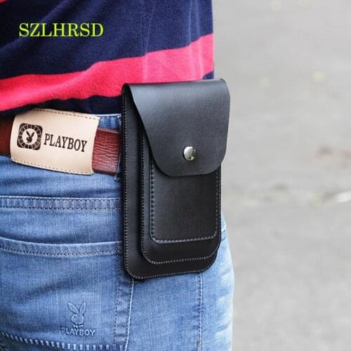 SZLHRSD Mens Leather Belt for Maze Blade /HomTom HT30 Pro /Oukitel K8000 Blackview P6 Phone Bag Vertical Dual Phone Bag Slim