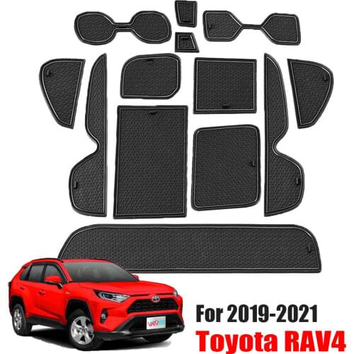 VANSSI 13pcs Car Anti-Slip Gate Slot Mat for RAV4 2019 2020 2021 Accessories Cup Holders Non-slip mat Car sticker Coaster
