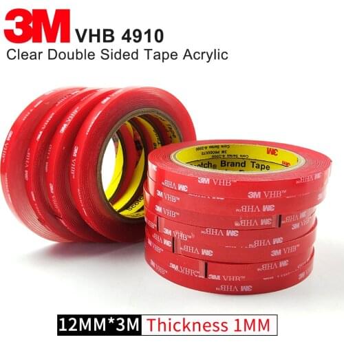 1Roll 12MMx3M High temperature transparent tape,Clear 3M VHB 4910 Heavy Duty Double Sided Adhesive Acrylic Foam Free Shipping