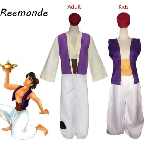 Adult Kids Aladdin Lamp Prince Cosplay Costumes Men Aladdin Costume Halloween Anime Cosplay Suit Fancy Suits Adam Prince Clothes