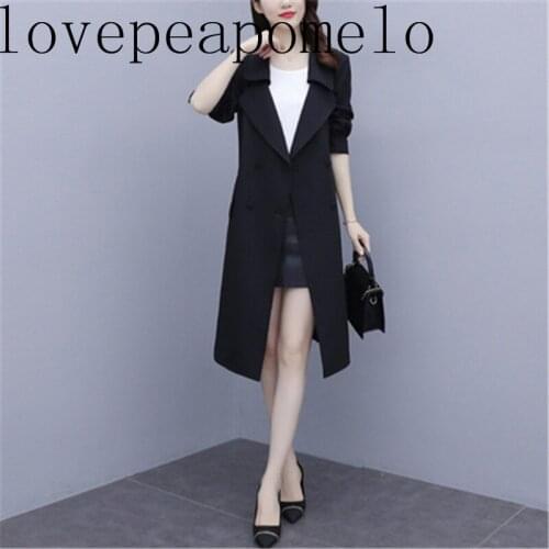 Plus Size 5XL Womens 2020 Autumn Winter New Black Long-Sleeved High-Quality Fashion Lace-Up Long Female Windbreaker Coats W205