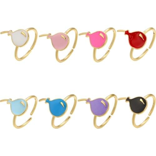 ZHUKOU gold color Balloon ring for women Romantic cute Dripping oil Enamel opening women rings trendy Jewelry wholesale VJ198