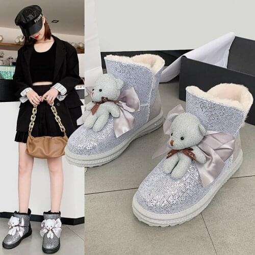 Snow boots women warm plush plush insoles winter shoes women ankle new all-match autumn and winter