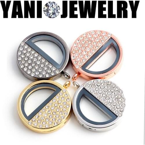 10pcs/lot 36*36MM New Floating Locket Pendant Round Rhinestone Glass Living Momery Locket Floating Charm Locket