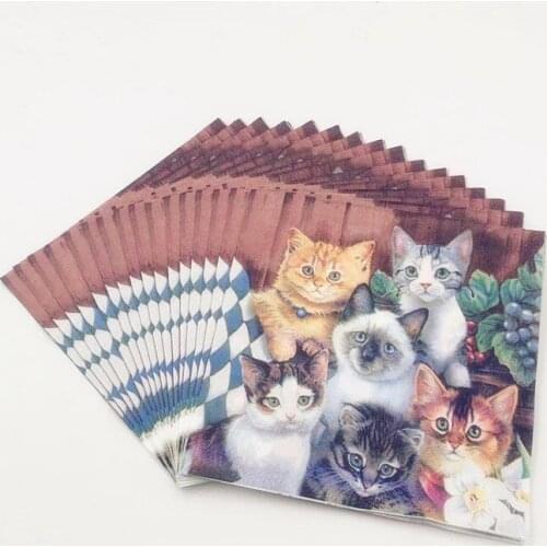 20pcs/pack Cartoon Cute Cat Kitty Napkin Tissue For Party Decoration