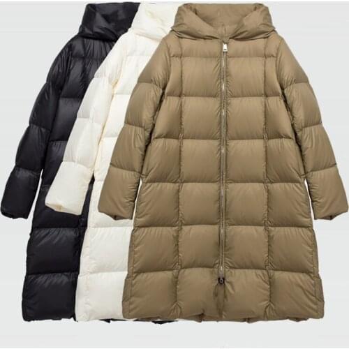 2021 Winter Woman Casual Long Ultra Light Down Jackets 90% White Duck Puffer Feather Coat With Hood Female Lapel Snow Warm Outer