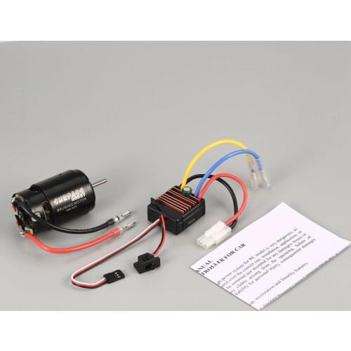 540 550 13T 21T 35T 45T 55T 80T 4 Poles Brushed Motor and TB-60060 60A Waterproof Brushed ESC with 5V/2A BEC for 1/10 RC Car