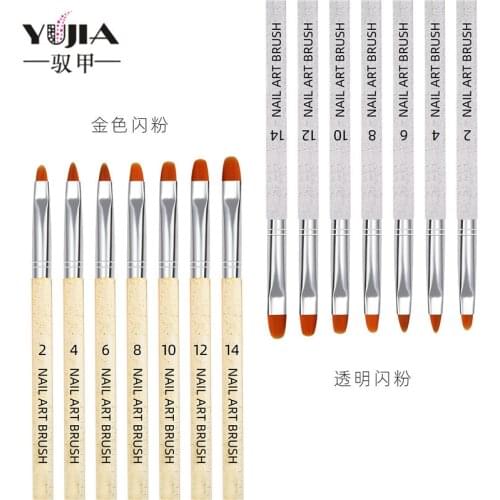 7Pcs Nail Art Brush Design Tip Painting Drawing Carving Dotting Pen Builder FlatFan Liner Acrylic Gel UV Polish Tool Manicure