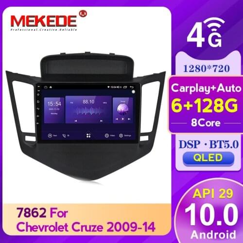 Mekede 6GB+128GB 8 Core Carplay QLED 1280*720 Android 10.0 Radio GPS Car Muletimedia Player For Chevrolet Cruze J300 2008-2014