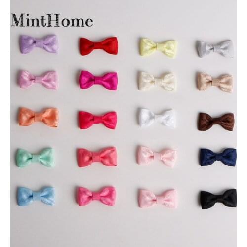 Bowknot Ribbed Plain Knot Small Bowknot Clothing Decoration 3.3X1.5CM Solid color grosgrain ribbon 200pcs/package