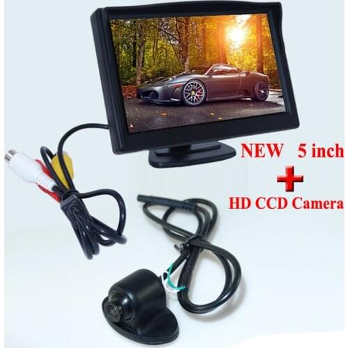 Free Shipping 5 inch TFT LCD Color Car Rearview Monitor Video Input + Car Reverse Rear View Camera Promotion