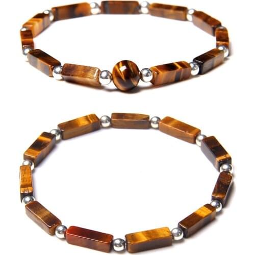 Tiger Eye Cuboid Bracelet Natural Stone Lapis Lazuli Jaspers 4x13mm Beaded Bracelets For Women Men Personality Jewelry Pulsera