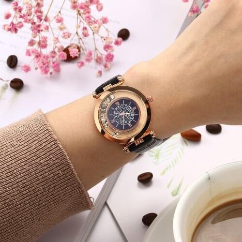 Fashion Womens Watches Belt Quicksand Rolling Dial Ladies Watch Seiko Quartz Clocks Personality Creativity Brand Luxury Clock