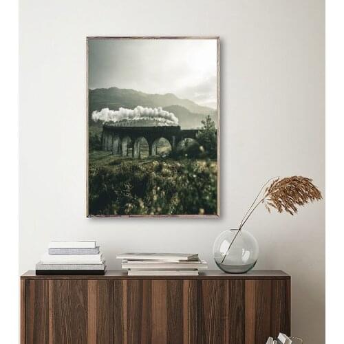 Quote Wanderlust Poster Prints Magic Train Landscape Canvas Painting Nordic Pictures For Living Room Wall Decoration Art Print