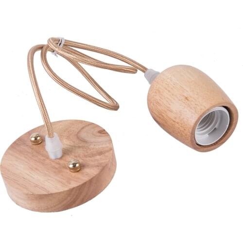Wooden Cup Led Lamp ceiling lamp Base E27 Vintage pendant Lamp Holder E27 Bulb Light Screw Socket Modern Style