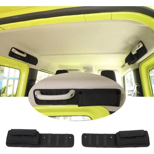 2PCS Black Top Grab Handle Storage Bag Sunglasses Holder Fit for Suzuki Jimny 2019 2020 2021 Stowing Tidying Car Accessories