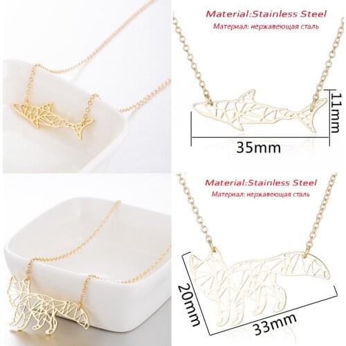 Women Stainless Steel Necklaces Animal Fox Shark Pendant Necklace 2018 Fashion Long Chain Chokers Necklaces Christmas Necklace
