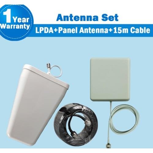 GSM 2G 3G WCDMA 4G LTE Outdoor LPDA External Antenna + Panel Antenna +12 Meters Coaxial Cable For Mobile Phone Siganl Booster 31