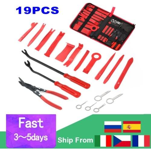 19Pcs Car Audio Repair Tools Car Panel Door Dash Trim Removal Tool Kit Car Trim Removal Tools Kit Auto Clip Pliers Fastener