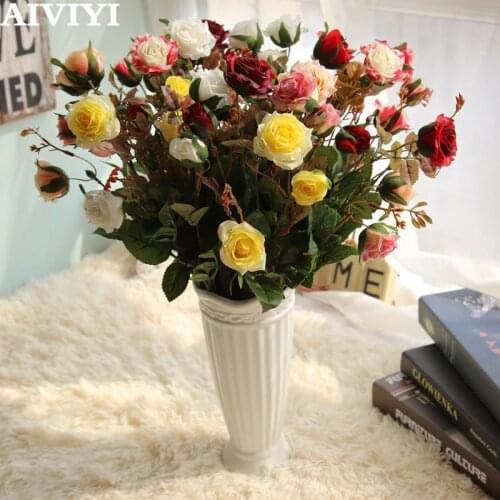 Artificial Flowers Bouquet Touch Real Latex Rose Silk Bridal Bridesmaid Hydrangeas Flowers Floral DIY Wedding Party Home Decor