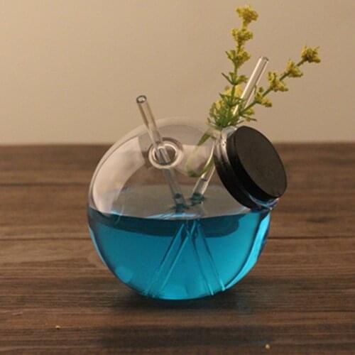 Creative Spherical Glass Cup Glass Container Round Ball Straw Cup Creative Smoked Molecule Creative Gourmet Restaurant Juice Cup