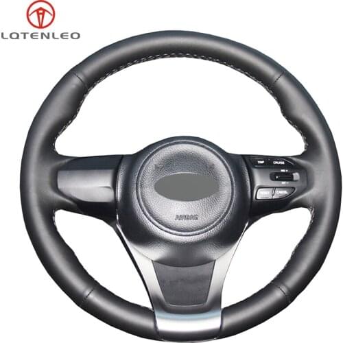 LQTENLEO Black Genuine Leather DIY Hand-stitched Car Steering Wheel Cover For Kia KX3 2015 2016 2017 2018 2019