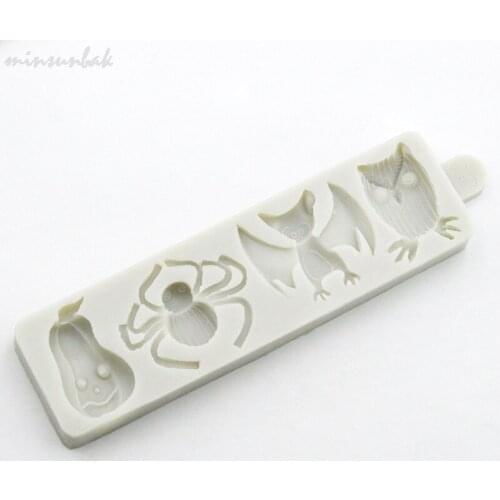 Minsunbak Halloween Cake Fondant Mold Pumpkin Spider Fine Shape Chocolate Tool Bat Owl SugarCrafts