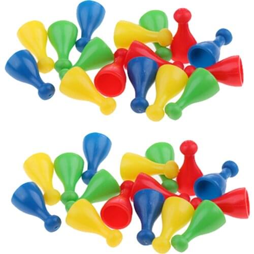 32pcs Plastic Chess Pieces Replacement Set, Spare Chess Draughts for Ludo, Flying Chess,Kids Game
