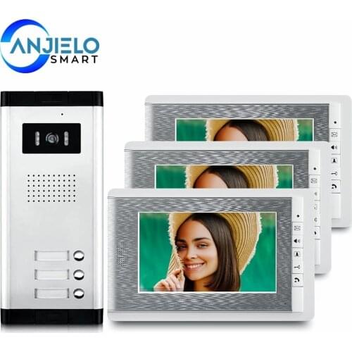 New 2/3/4 Unit Apartments 7 Inch Color Moniter Home Video Door Phone Intercom System for 2-4 Household Apartment Home Security