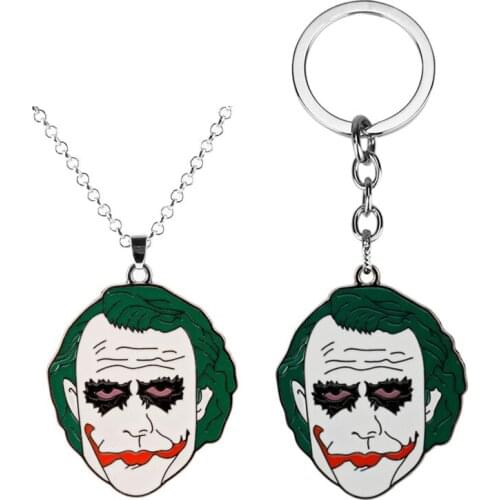 2021 New Movie JOKER Clown Evil Metal Keychain Villain Clown Pendant Necklace Pendant Gift Accessories