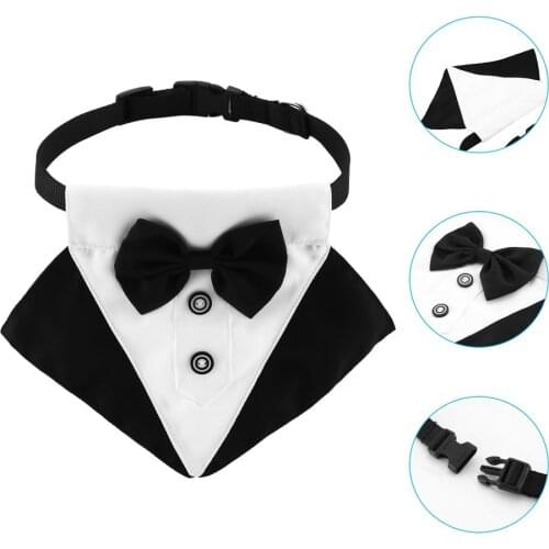 Formal Dog Tuxedo Wedding Dog Bandana Collar Dog Collar With Bow Tie Adjustable Dog Bandana For Small Medium Large Dog