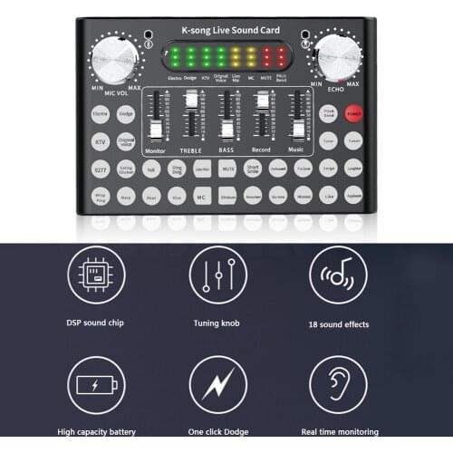 Portable Headset Microphone Live Broadcast Classic Texture Bluetooth Multi-functional Webcast Sound Card for Computer