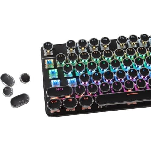 Wired Mechanical Backlit Keyboard Black/White Punk Keycap Conflict Free 87 Keys Blue Swtich Computer Keyboard For Laptop Gaming