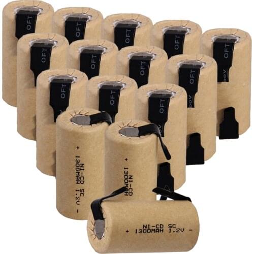 Real capacity 15 pcs SC battery 1300mah 1.2V NICD SUBC batteries 4.25cm*2.2cm for power tools for BOSCH for DEWALT for CASALS