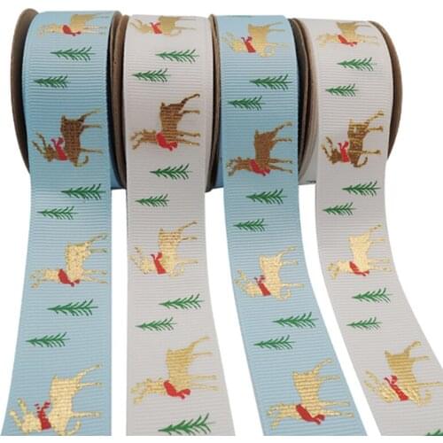 Christmas Products Thread-printed Golden Deer Christmas Packaging Auxiliary Ribbon Hot Sale New 2021 Forest Small Fawn Ties