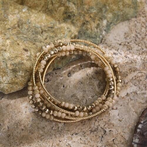 Handmade Natural Stone Beaded Bracelets For Women Men Boho Colorful Beads Multi Layered Bracelet Summer Beach Party Jewelry