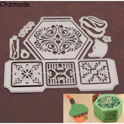 Hexagon Box Metal Cutting Dies Stencils 12.3x11.3cm For Scrapbooking Photo Album Decorative Embossing DIY Card Making