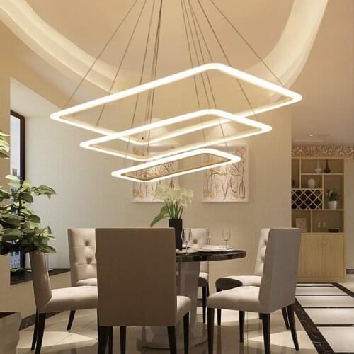 Modern minimalist rectangular LED home living room dining room bedroom chandelier Hotel Office Meeting Room Cafe Lighting