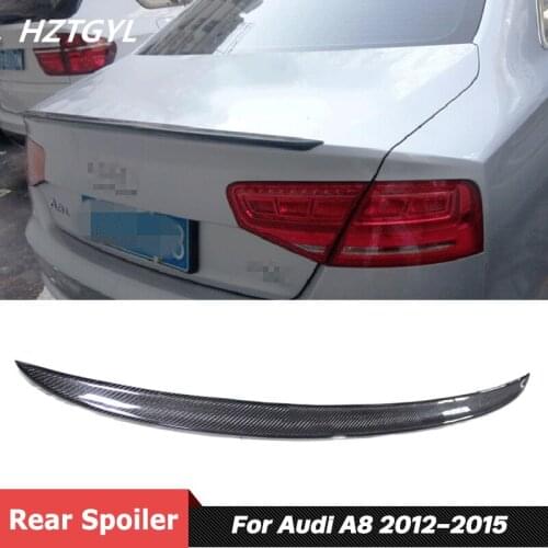 High Quality Carbon Fiber Material Back Rear Wing Trunk Spoiler For Audi A8 Car Tuning 2012-2015