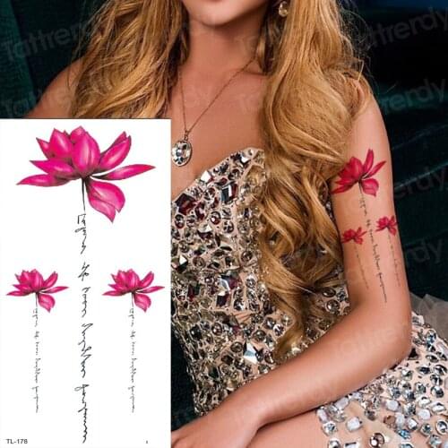 Lotus flower tattoo waterproof temporary tattoo sticker flower body art sexy girls tattoos arm sleeves water transfer tatoo fake