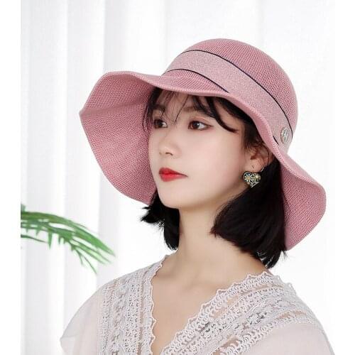 Spring women hat Summer Bucket Hats Women Bucket fishing Hats Sunscreen sun cap knitting wear Spring lady fisherman hat