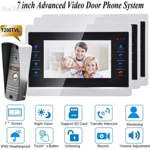 7 Inch Doorbell Camera Video Door Phone Monitor Intercom System Kit Night Vision 1200 TVL Recording SD Card Support 1 v 3
