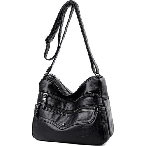 Vintage PU Leather Women Shoulder Bags Messenger Bags Fashion Solid Color Female Casual Multi Layers Crossbody Bags Handbags