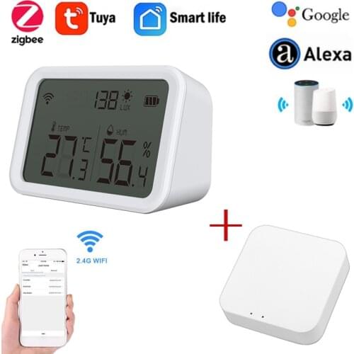Zigbee WiFi Temperature And Humidity Sensor Indoor Hygrometer Thermometer With LCD Display Support SmartLife Alexa Google Home