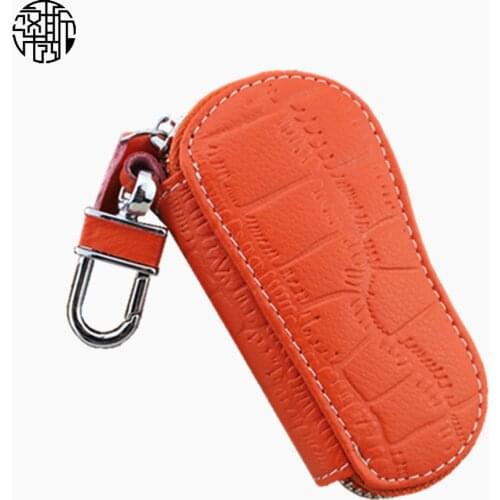 Zenos High Premium Crocodile Embossed Car Key Chain Holder Bag Keychain Case Wallet Zipper Closure