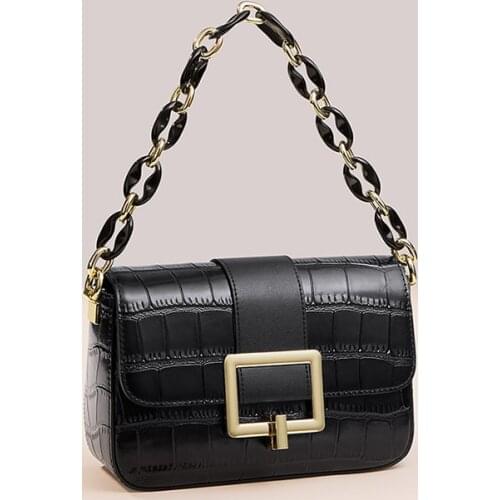 Genuine Leather Womens Bag Luxury brand Design Shoulder Bag Purses and Handbags 2020 Small Cute Elegant Lady Chocolate chain