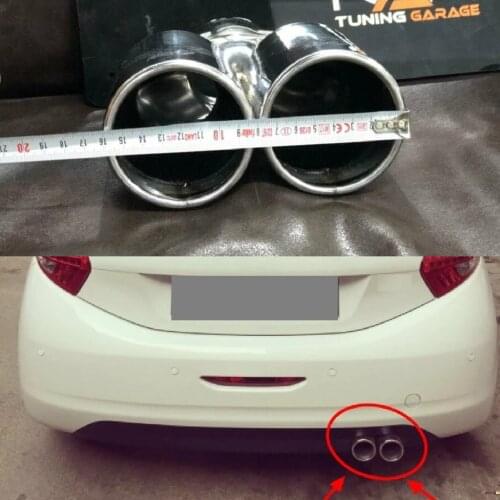 1pair For Peugeot 208 Style Double Exhaust Tip Exhaust System End Pipe Stainless Steel Car Exhaust Pipe Double Tip Professional