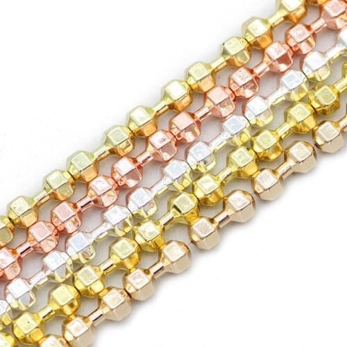 10pcs Rose Gold Silvers Dumbbell Shape Hematite 15x6MM Natural Stone Spacer Loose Beads For Jewelry Making Diy Bracelets Pendant