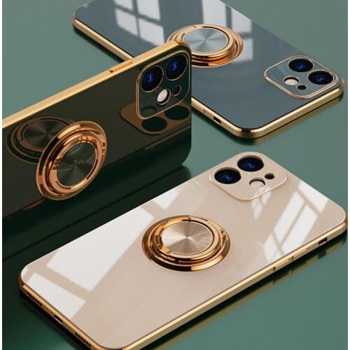 10Pcs Shockproof Plating Soft Silicone Shell Case For iPhone 12 Pro MAX 11 Pro XS XR X 7 8 plus 12Mini Ring Holder Stand Covers